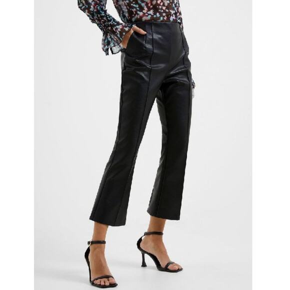 New ~ FRENCH CONNECTION ~ Women's Black Pleated Front Cropped Pants Size 8 - Picture 7 of 8